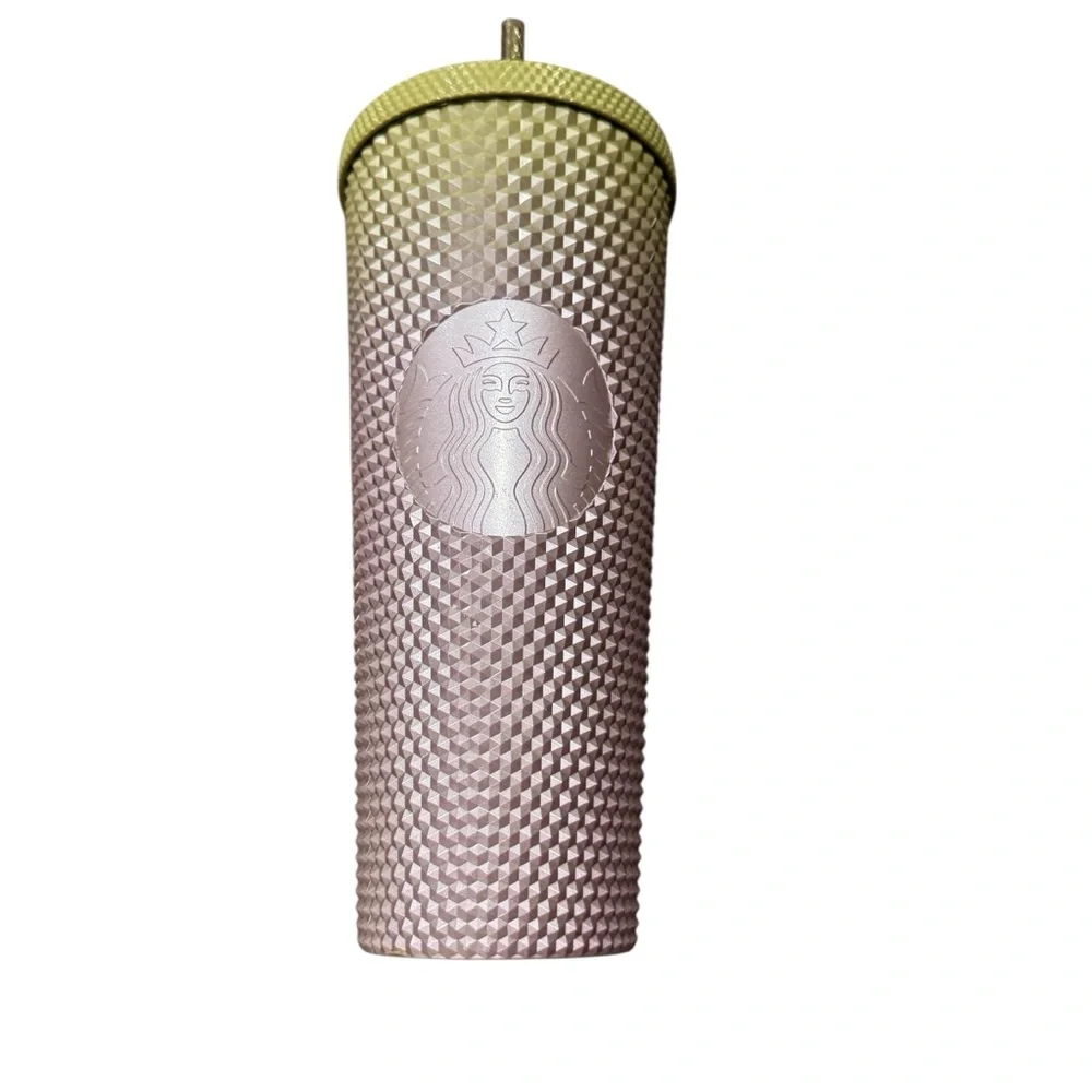 Starbucks Fall 2024 Green & Purple Metallic Venti STUDDED Tumbler Cold Cup 24oz